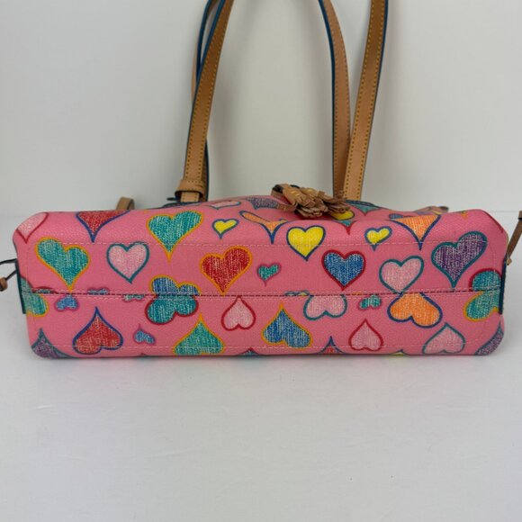 Authentic Dooney & Bourke Tassel Zip Top Heart Print Shoulder Bag. - Picture 11 of 16